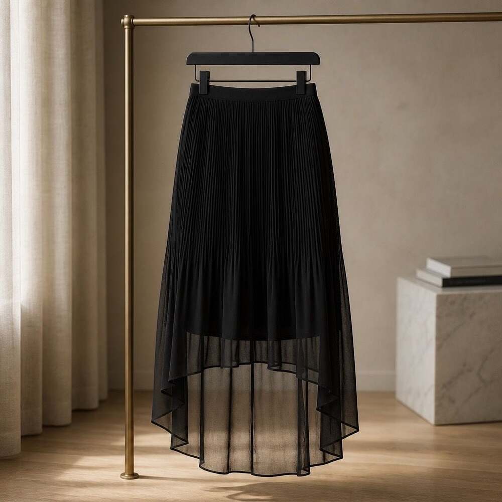 Worthington Black Pleated High-Low Skirt Size XL